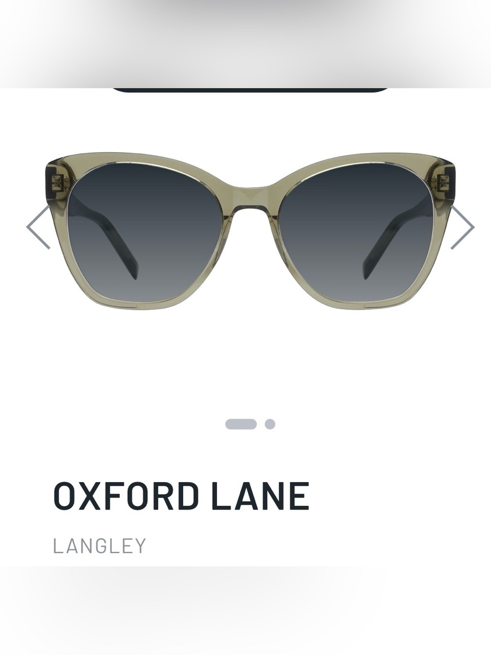 Langley Oxford Lane Women's Sunglasses in Olive Frame, NWT
